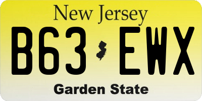 NJ license plate B63EWX