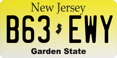 NJ license plate B63EWY
