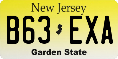 NJ license plate B63EXA