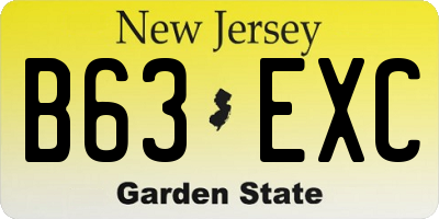 NJ license plate B63EXC