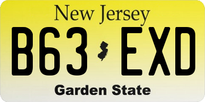 NJ license plate B63EXD