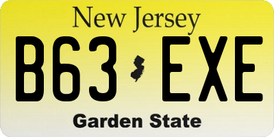 NJ license plate B63EXE