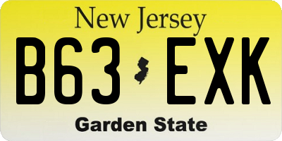 NJ license plate B63EXK
