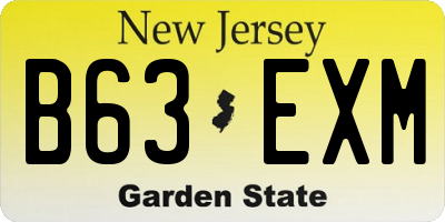 NJ license plate B63EXM
