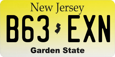 NJ license plate B63EXN