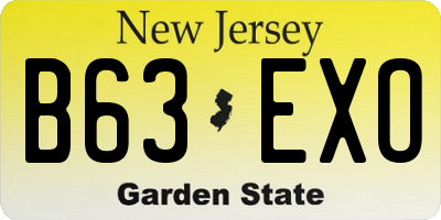 NJ license plate B63EXO