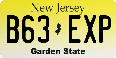 NJ license plate B63EXP