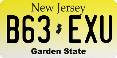 NJ license plate B63EXU
