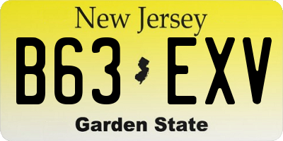 NJ license plate B63EXV