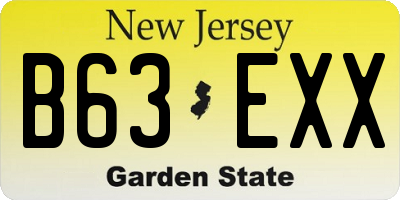 NJ license plate B63EXX