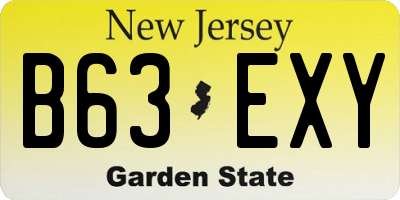NJ license plate B63EXY
