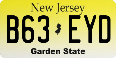 NJ license plate B63EYD