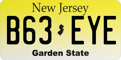 NJ license plate B63EYE