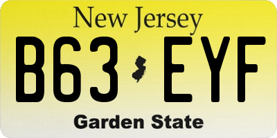 NJ license plate B63EYF