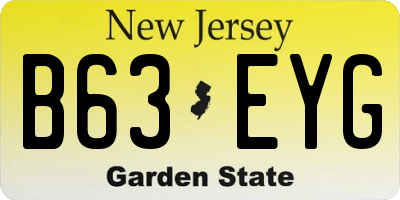 NJ license plate B63EYG