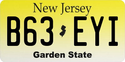 NJ license plate B63EYI