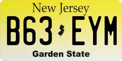 NJ license plate B63EYM
