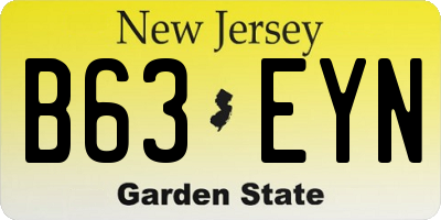 NJ license plate B63EYN