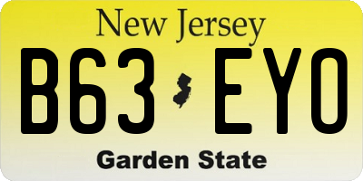NJ license plate B63EYO