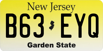 NJ license plate B63EYQ