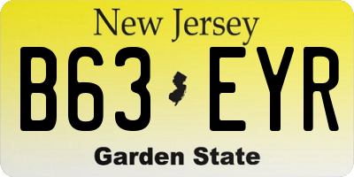 NJ license plate B63EYR