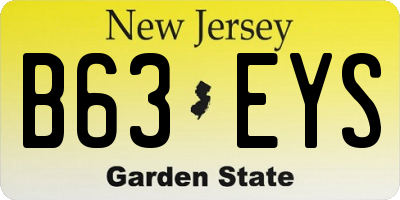 NJ license plate B63EYS