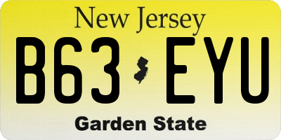 NJ license plate B63EYU