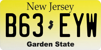 NJ license plate B63EYW