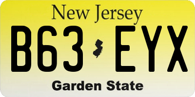 NJ license plate B63EYX