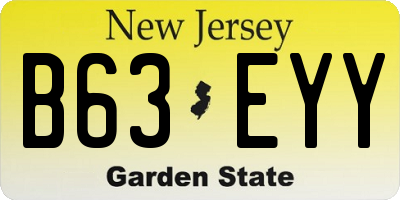 NJ license plate B63EYY