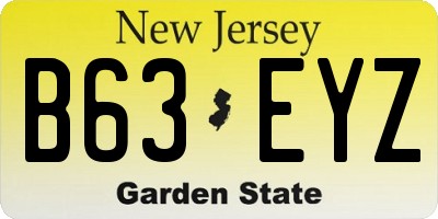 NJ license plate B63EYZ