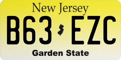 NJ license plate B63EZC