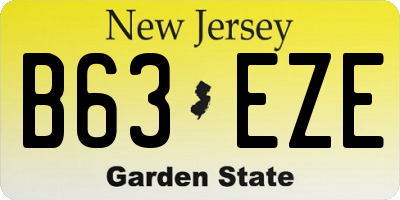NJ license plate B63EZE