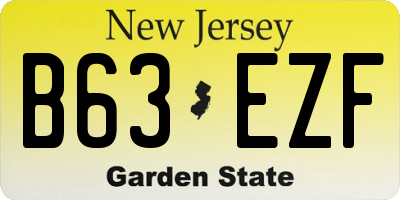 NJ license plate B63EZF