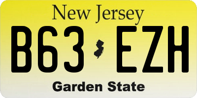 NJ license plate B63EZH