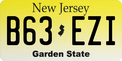 NJ license plate B63EZI