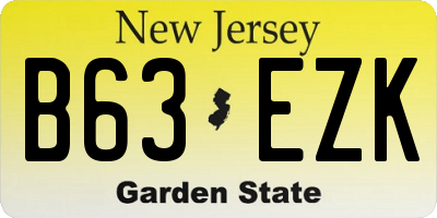 NJ license plate B63EZK
