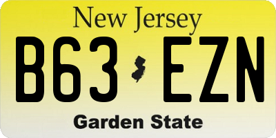 NJ license plate B63EZN