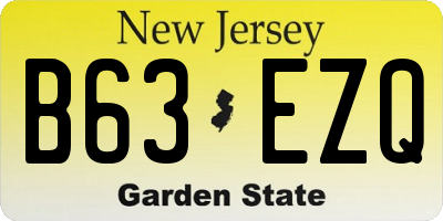 NJ license plate B63EZQ