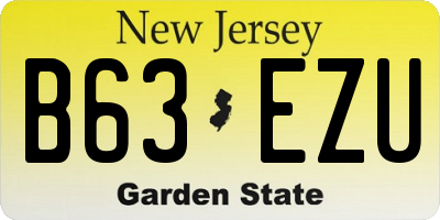 NJ license plate B63EZU