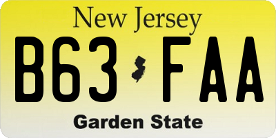 NJ license plate B63FAA