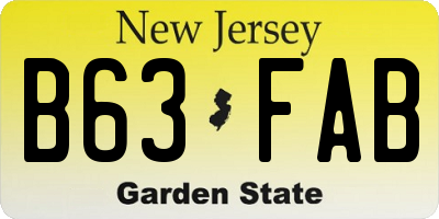 NJ license plate B63FAB