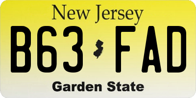 NJ license plate B63FAD