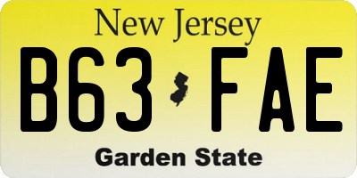 NJ license plate B63FAE