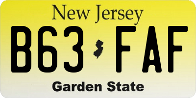 NJ license plate B63FAF