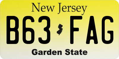 NJ license plate B63FAG
