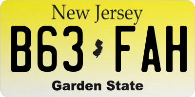NJ license plate B63FAH
