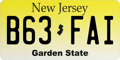 NJ license plate B63FAI