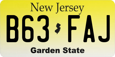 NJ license plate B63FAJ