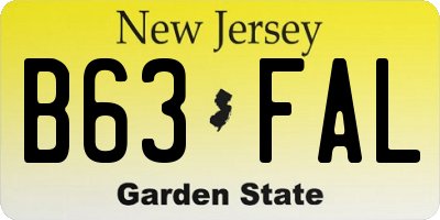 NJ license plate B63FAL